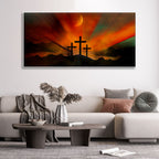 Three Cross Silhouette Canvas Wall Painting