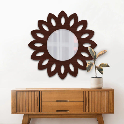 Traditional Antique Floral Designer Wooden Wall Mirror - Decor Mantra 