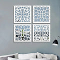 Traditional Intricate Pattern Wooden Mirror Wall Art Set of 4 - Decor Mantra 