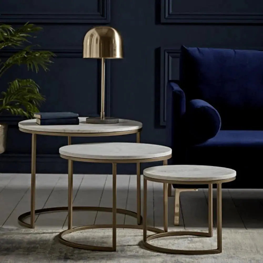 Trio Golden Premium Coffee Tables Set of 3 - Decor Mantra 