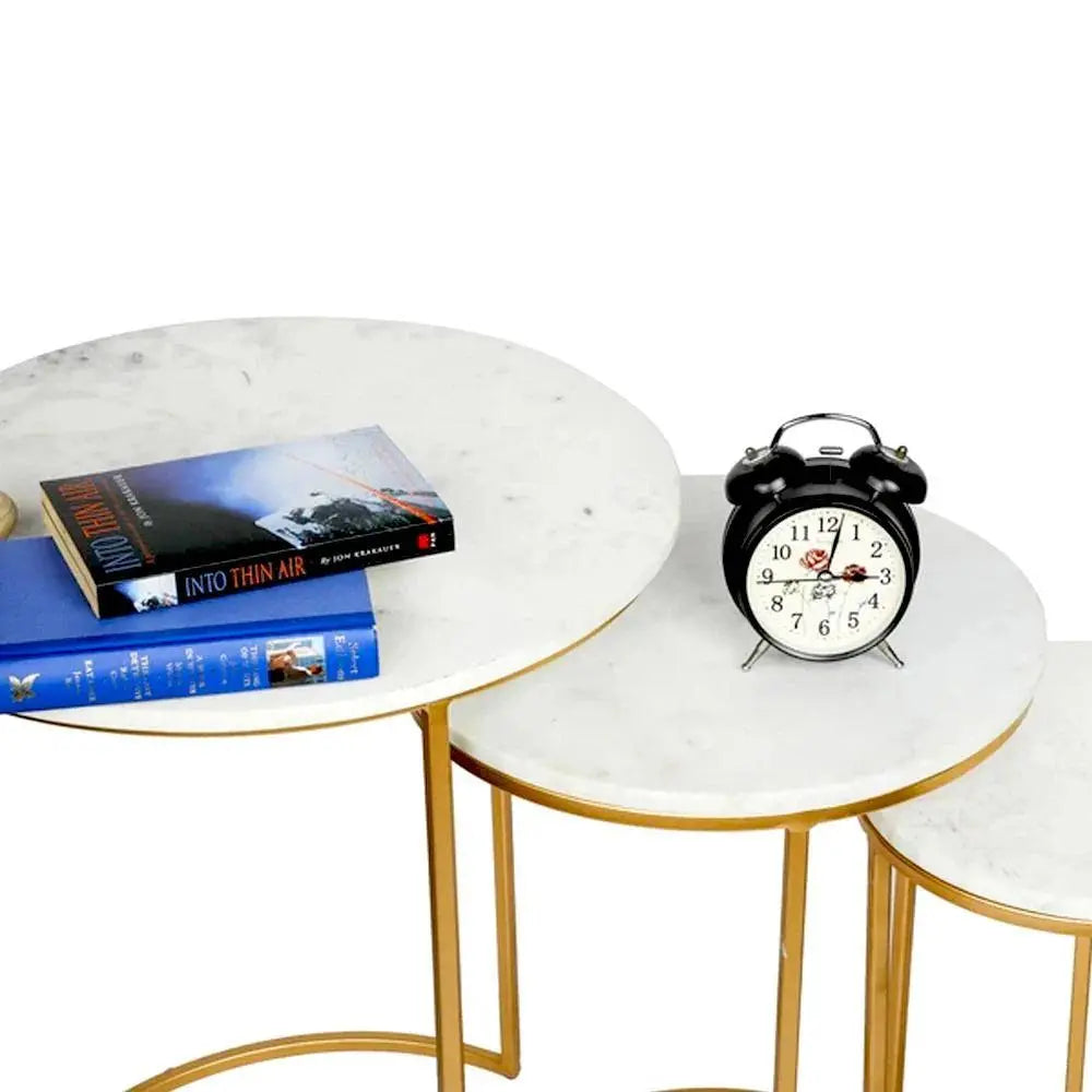 Trio Golden Premium Coffee Tables Set of 3 - Decor Mantra 