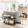 Two Different Colored Surfaces Four-Tier White & Black Marble Gold Console Table - Decor Mantra 