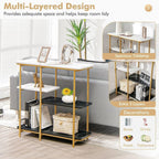 Two Different Colored Surfaces Four-Tier White & Black Marble Gold Console Table - Decor Mantra 