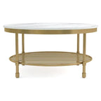 Two Tier Round Coffee Table with White Marble - Decor Mantra 