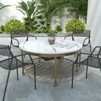 Two Tier Round Coffee Table with White Marble - Decor Mantra 
