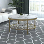 Two Tier Round Coffee Table with White Marble - Decor Mantra 