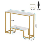 Two-Tier White Marble Gold Console Table - Decor Mantra 
