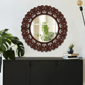 Unique Creation Round Shape Design Wood Wall Mirror - Decor Mantra 