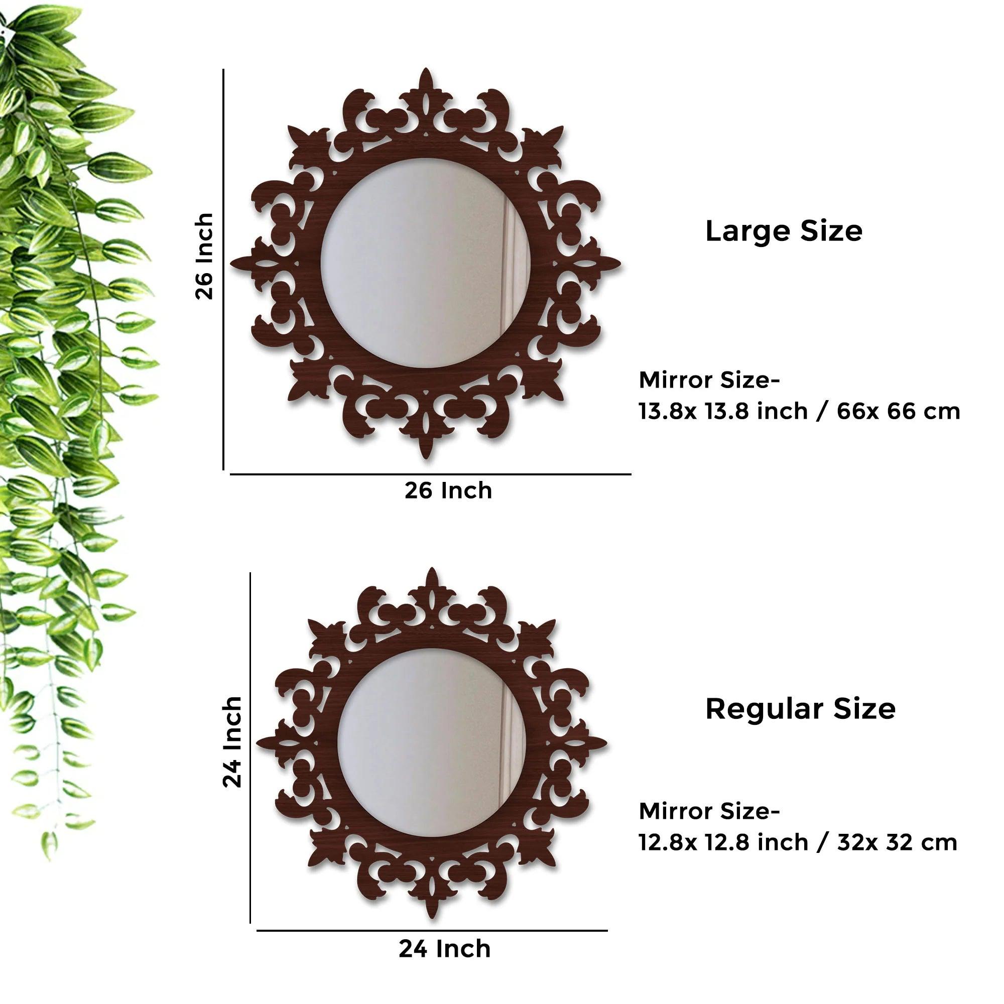 Unique Creation Round Shape Design Wooden Wall Mirror - Decor Mantra 