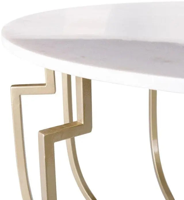 Unique Design White Marble Golden Metal Center Table - Decor Mantra 