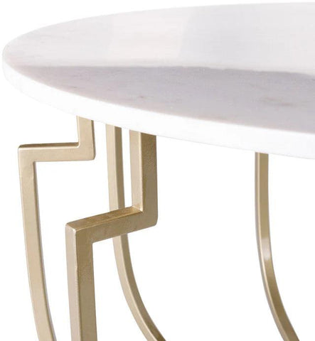 Unique Design White Marble Golden Metal Center Table - Decor Mantra 
