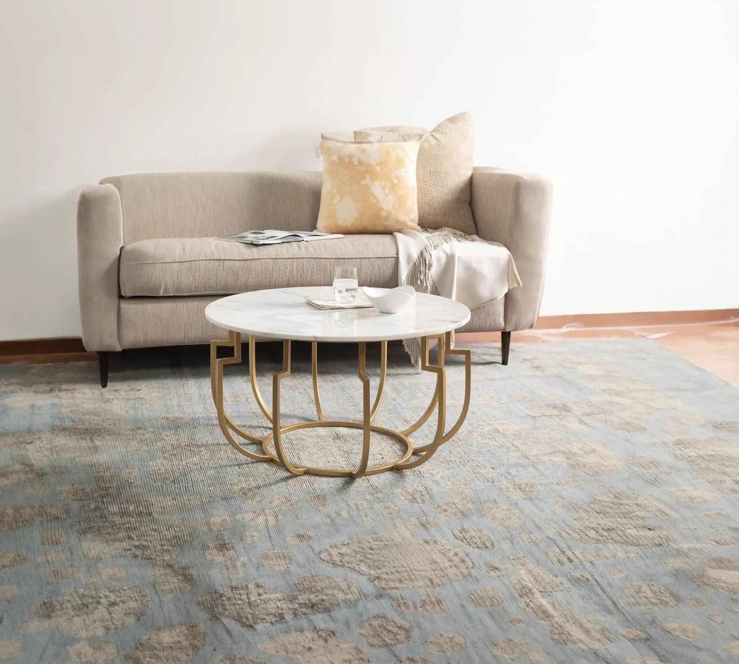 Unique Design White Marble Golden Metal Center Table - Decor Mantra 