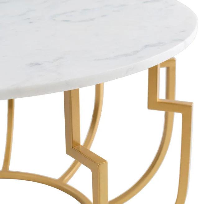 Unique Design White Marble Golden Metal Center Table - Decor Mantra 