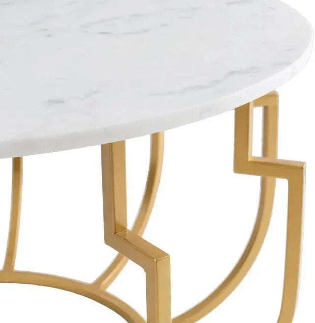 Unique Design White Marble Golden Metal Center Table - Decor Mantra 