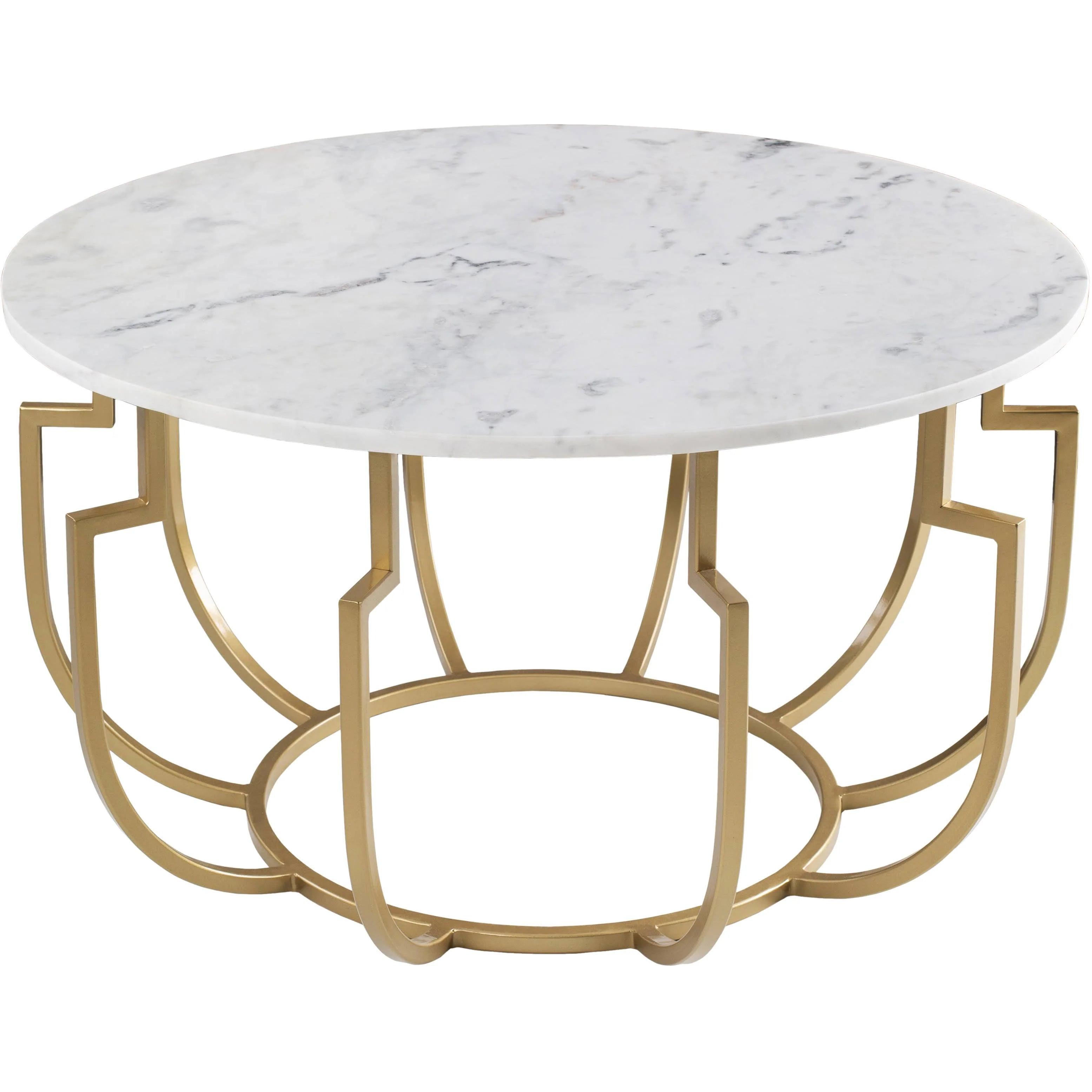 Unique Design White Marble Golden Metal Center Table - Decor Mantra 