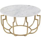 Unique Design White Marble Golden Metal Center Table - Decor Mantra 