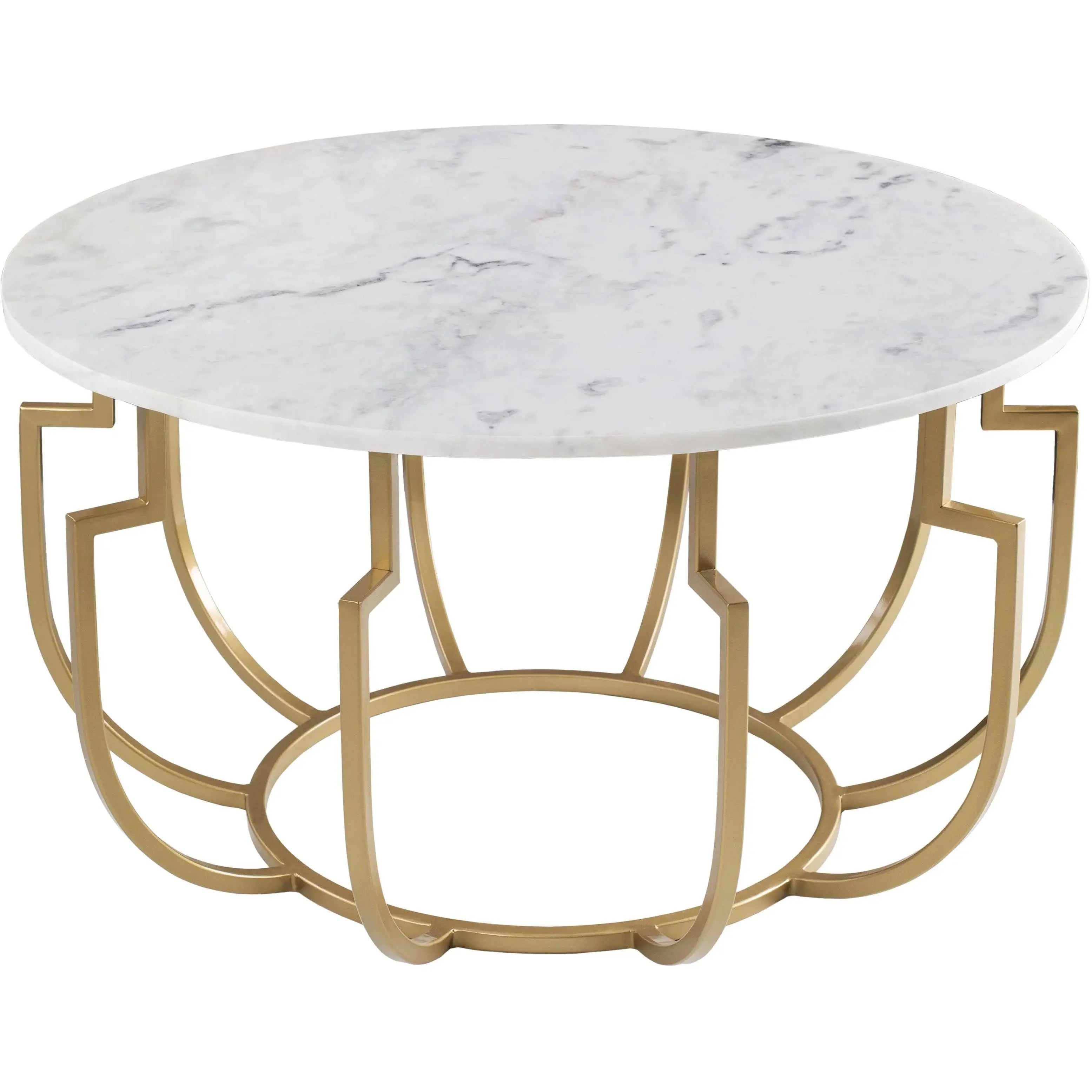 Unique Design White Marble Golden Metal Center Table - Decor Mantra 