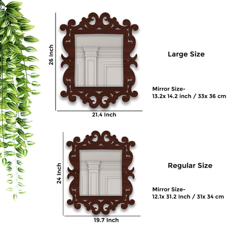 Unique Mirror Shapes Brown Wood Wall Mirror - Decor Mantra 