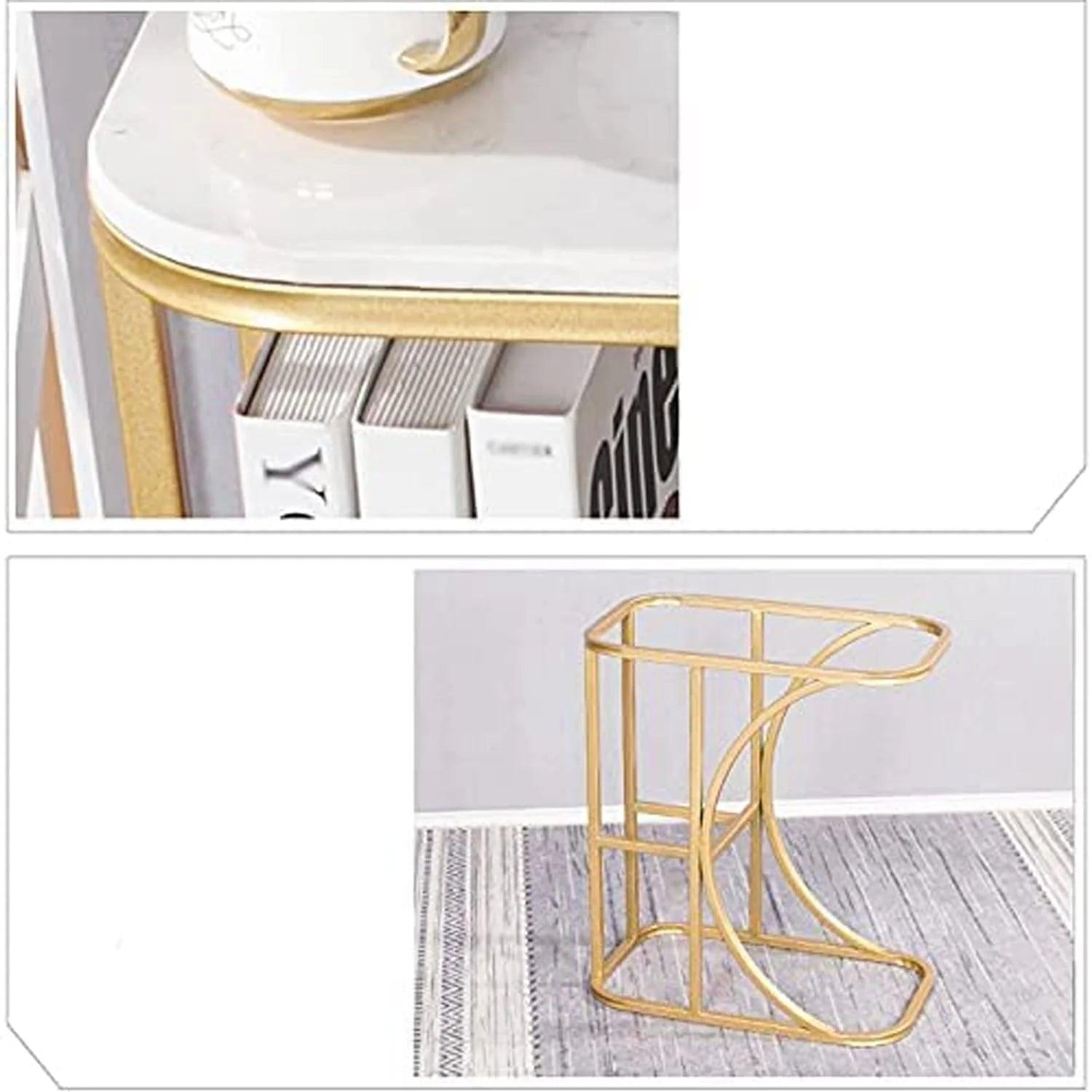 Unique Pattern Designer Side Table with Golden Finish - Decor Mantra 