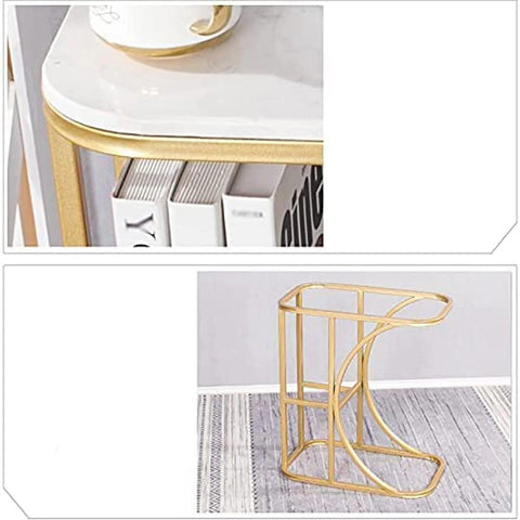 Unique Pattern Designer Side Table with Golden Finish - Decor Mantra 