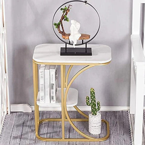 Unique Pattern Designer Side Table with Golden Finish - Decor Mantra 