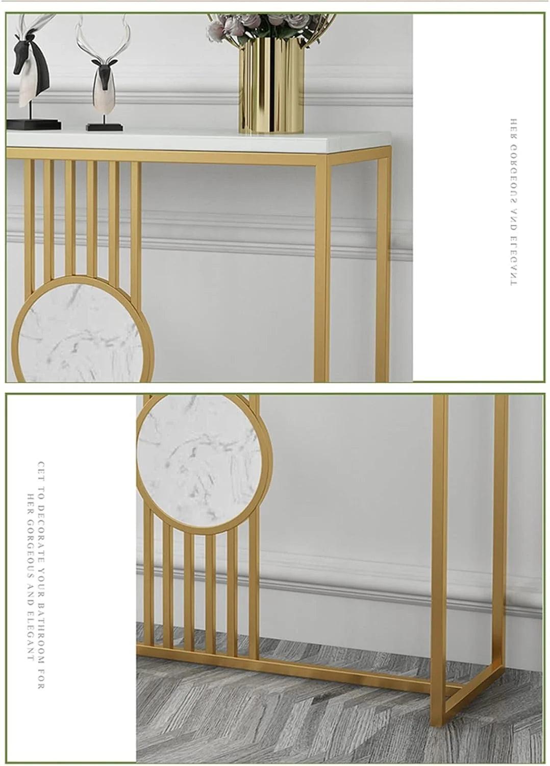 Urban Loft Rectangular White Marble Console Table - Decor Mantra 