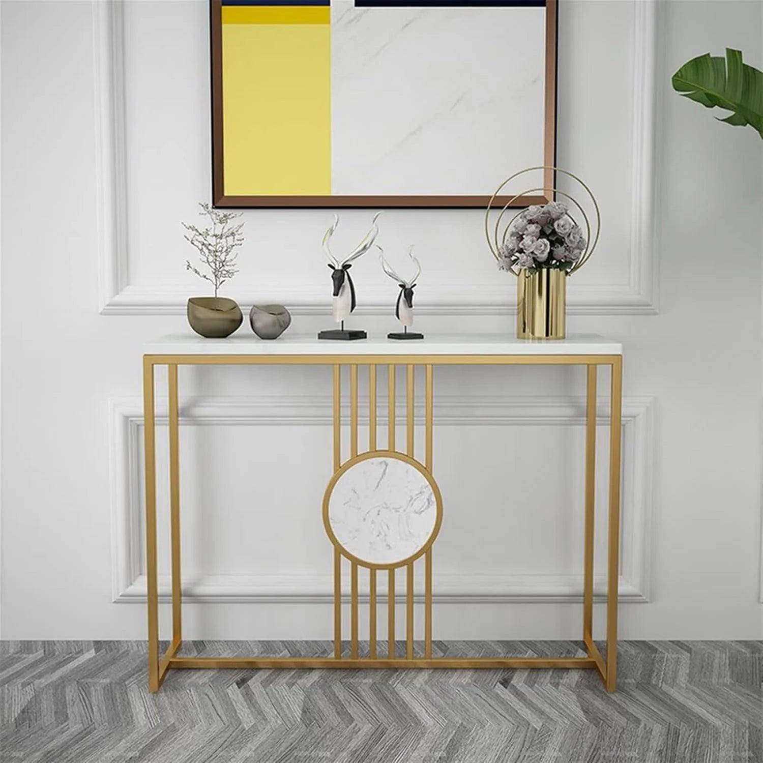 Urban Loft Rectangular White Marble Console Table - Decor Mantra 