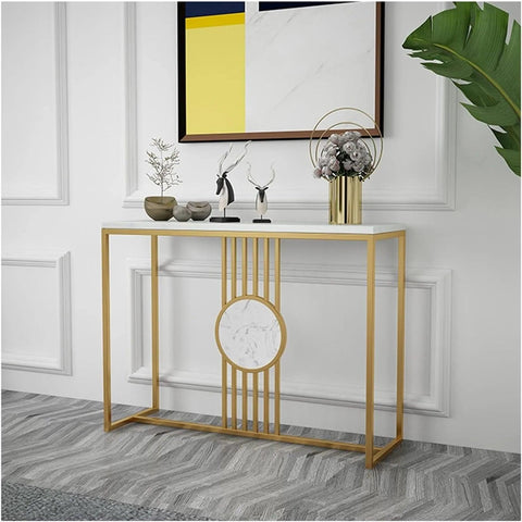 Urban Loft Rectangular White Marble Console Table - Decor Mantra 