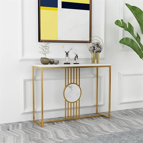 Urban Loft Rectangular White Marble Console Table - Decor Mantra 