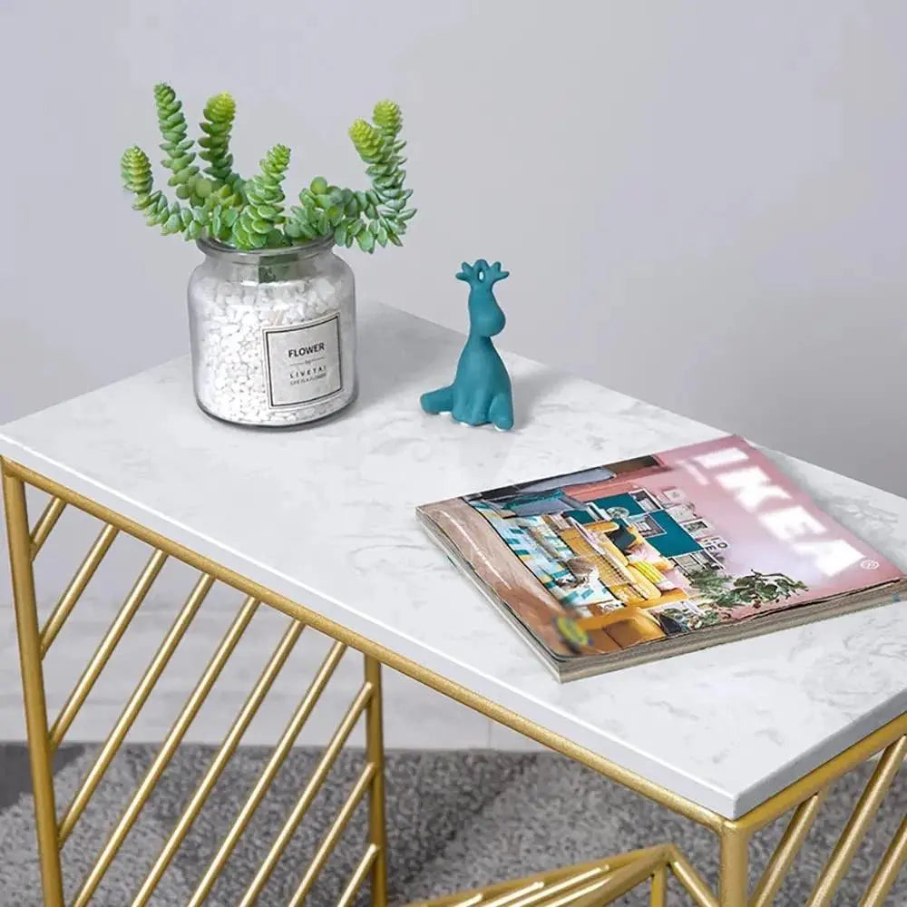 W-Base White Marble Top Console Table - Decor Mantra 