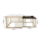 White & Black Square Shape Metallic Marble Table Set of 2 - Decor Mantra 