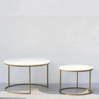 White Marble Round Iron Stand Coffee Tables Set of 2 - Decor Mantra 