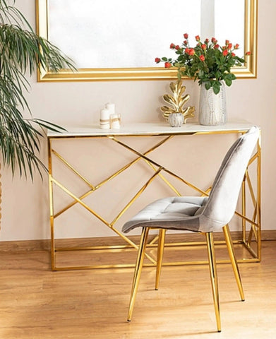 White Tempered Minimalist Stylish Console Table - Decor Mantra 