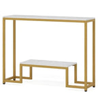 Two-Tier White Marble Gold Console Table - Decor Mantra 