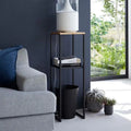Wood Pedestal 2-Tier Square Shape Black Stand End Side Table - Decor Mantra 
