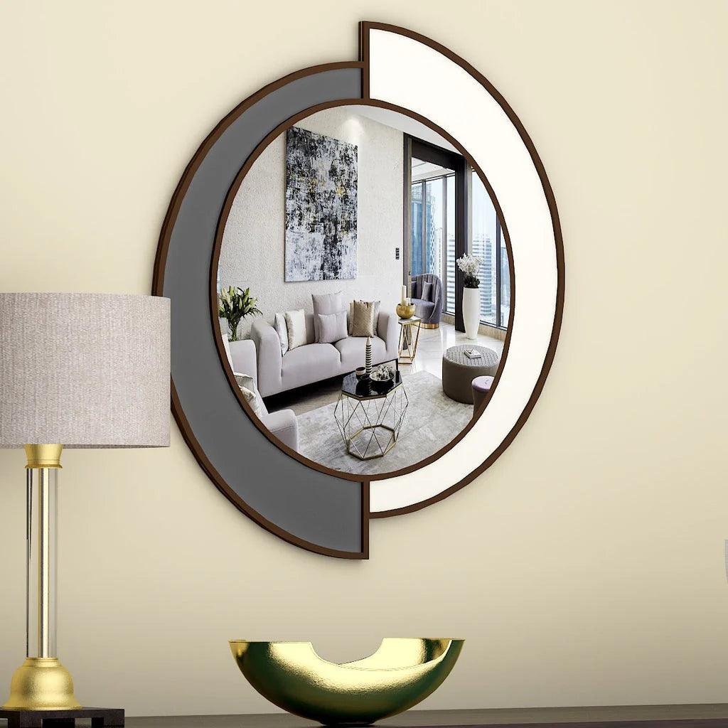 Yin Yang Style Decorative Wooden Vanity Mirror - Decor Mantra 