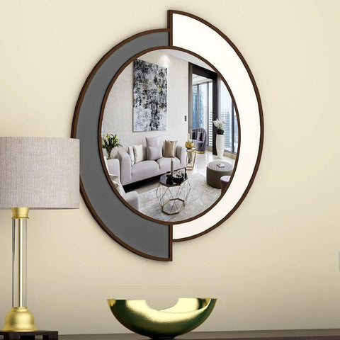 Yin Yang Style Decorative Wooden Vanity Mirror - Decor Mantra 