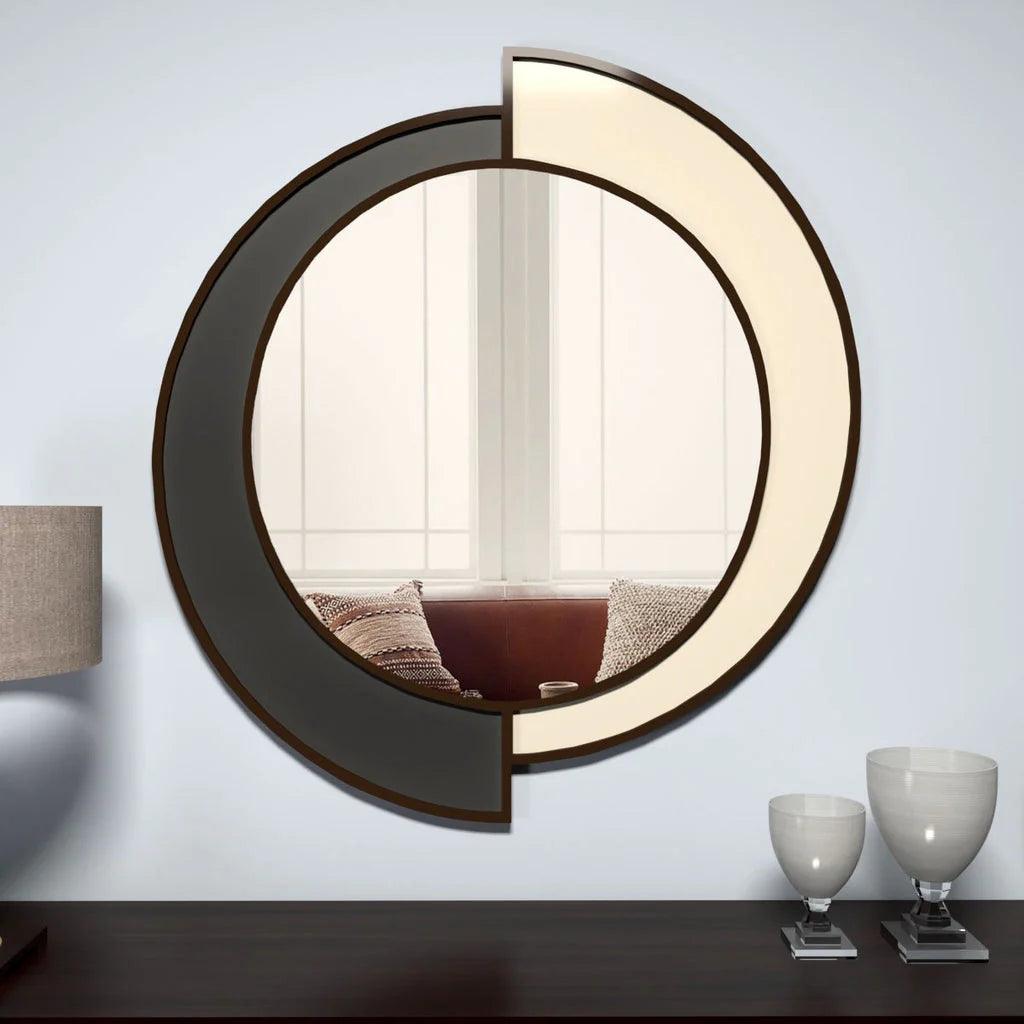 Yin Yang Style Decorative Wooden Vanity Mirror - Decor Mantra 