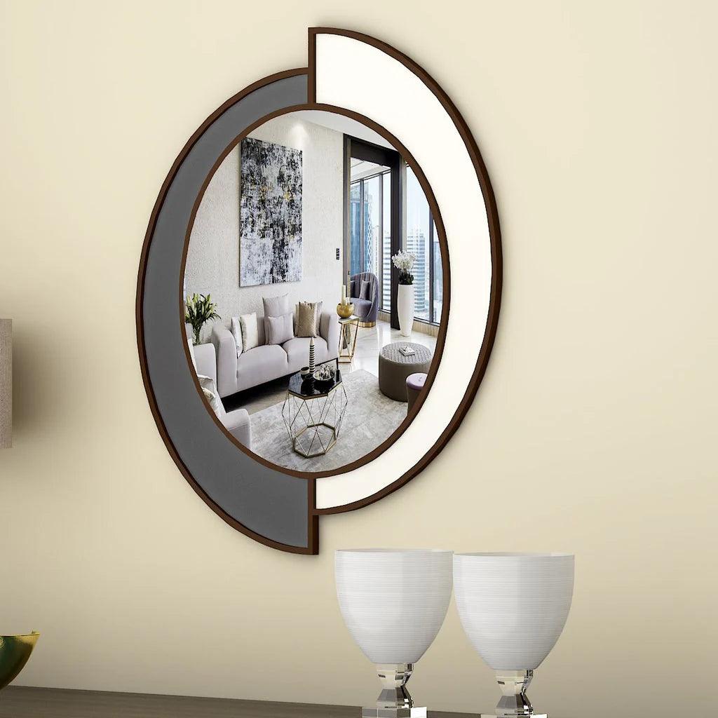 Yin Yang Style Decorative Wooden Vanity Mirror - Decor Mantra 
